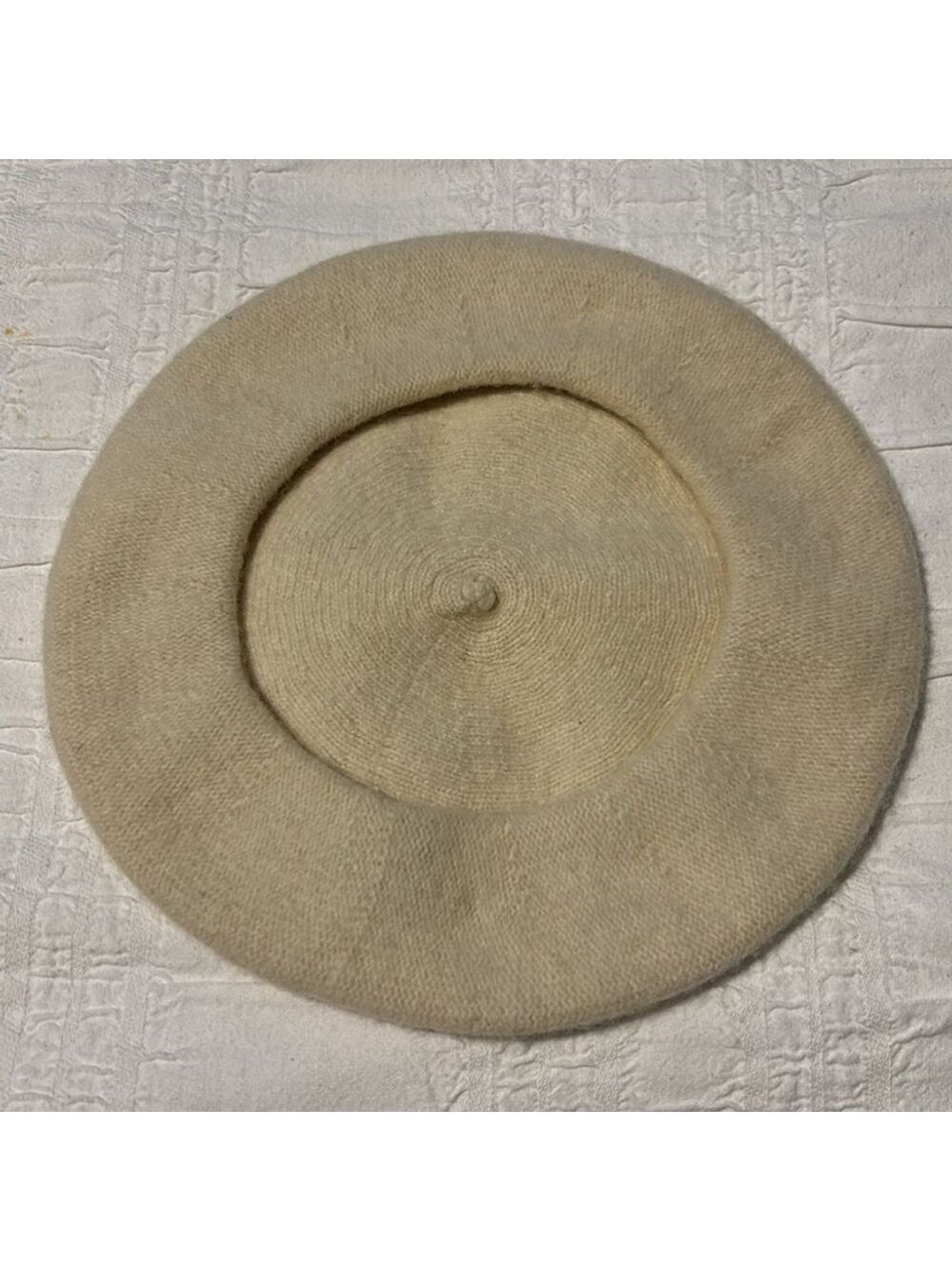 WOOL beret tam hat cream colour 100% wool OS fits most French hat retro style - Picture 3 of 7